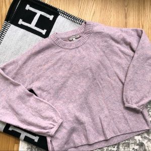 Madewell Merino Wool Puff Sleeve Crewneck Lavender Sweater